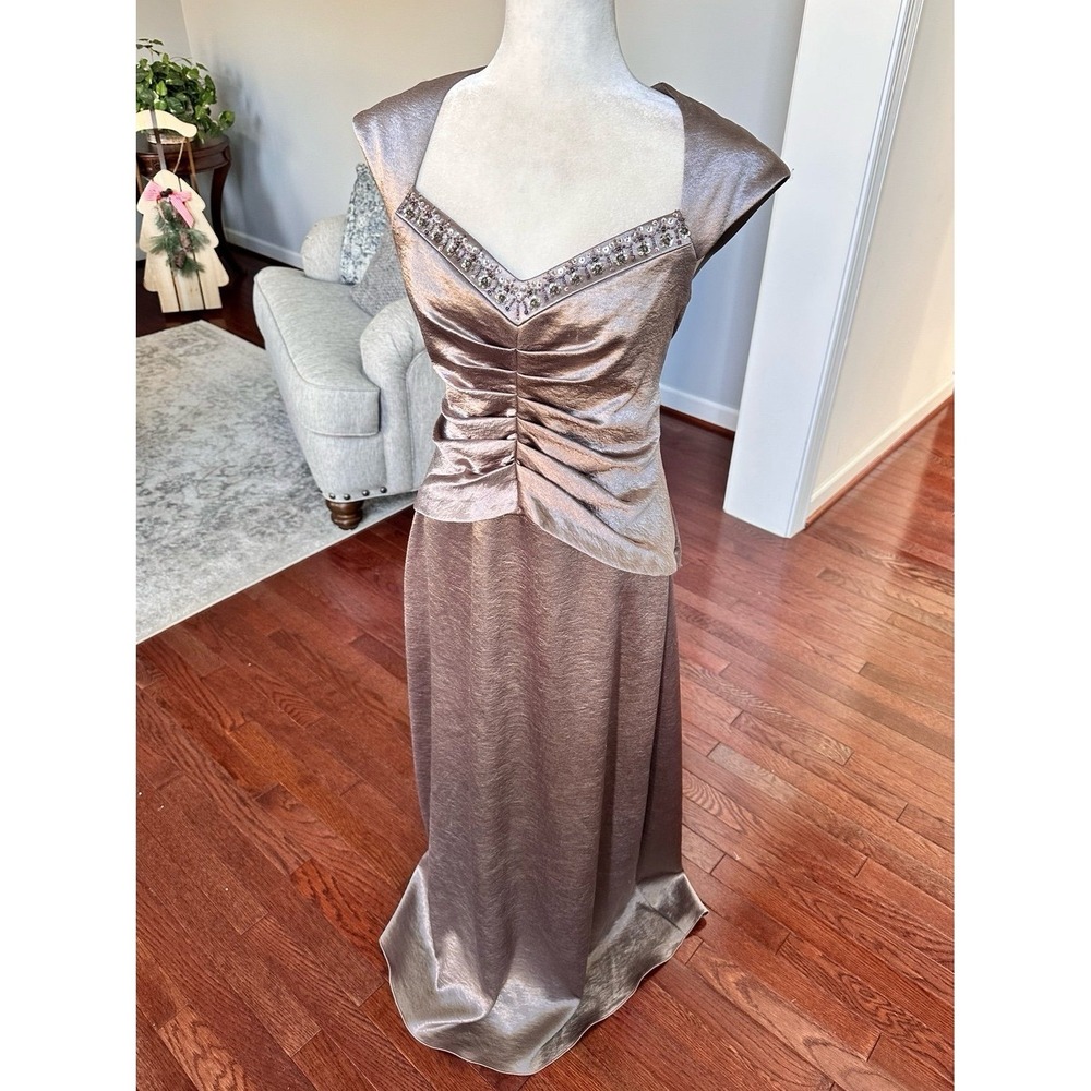 Vintage La Nuit Beaded Neckline Ethereal Divine Feminine Maxi Gown Dress Size 10 - Picture 6 of 11
